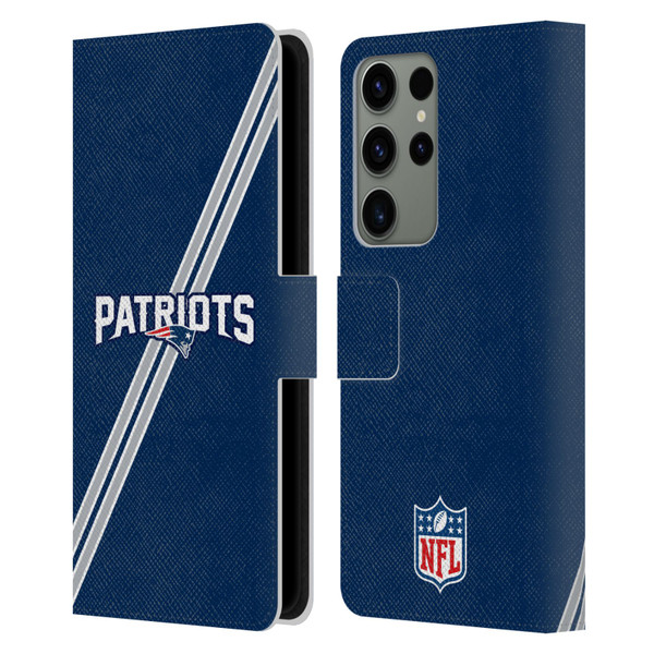 NFL New England Patriots Logo Stripes Leather Book Wallet Case Cover For Samsung Galaxy S23 Ultra 5G