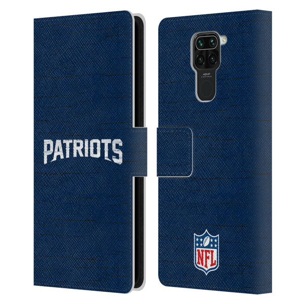 NFL New England Patriots Logo Distressed Look Leather Book Wallet Case Cover For Xiaomi Redmi Note 9 / Redmi 10X 4G