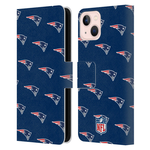 NFL New England Patriots Artwork Patterns Leather Book Wallet Case Cover For Apple iPhone 13