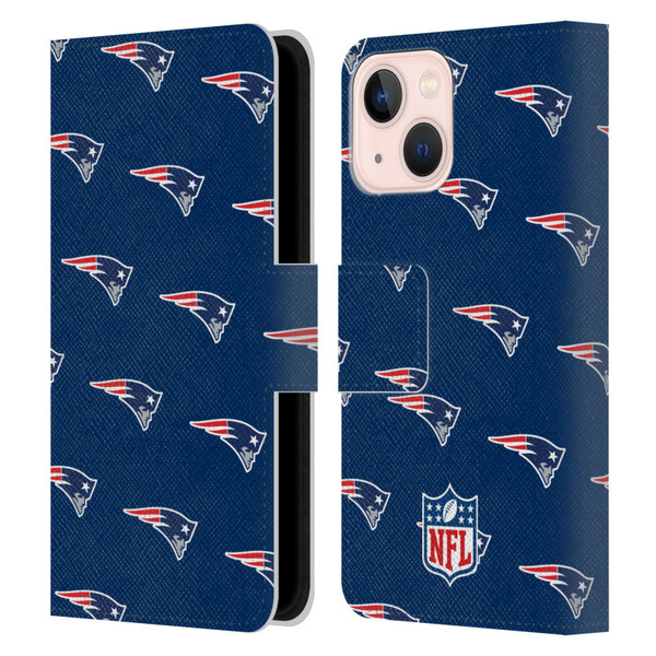 NFL New England Patriots Artwork Patterns Leather Book Wallet Case Cover For Apple iPhone 13 Mini