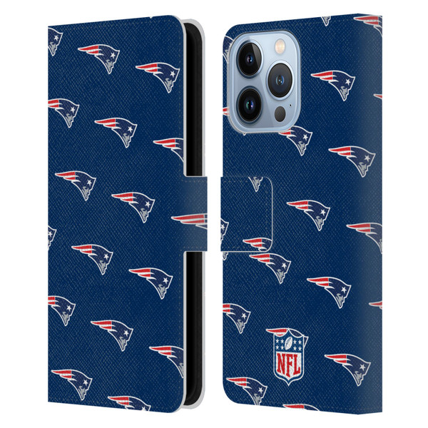 NFL New England Patriots Artwork Patterns Leather Book Wallet Case Cover For Apple iPhone 13 Pro