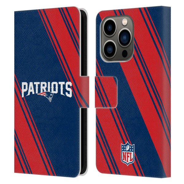 NFL New England Patriots Artwork Stripes Leather Book Wallet Case Cover For Apple iPhone 14 Pro