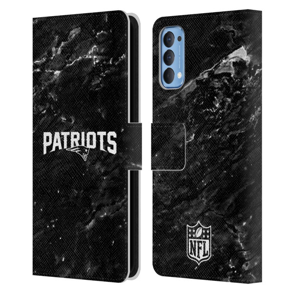 NFL New England Patriots Artwork Marble Leather Book Wallet Case Cover For OPPO Reno 4 5G