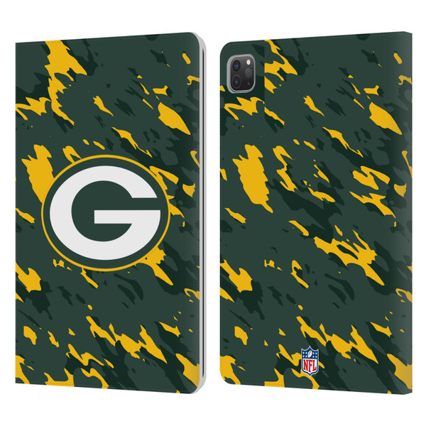 NFL Green Bay Packers Logo Camou Leather Book Wallet Case Cover For Apple iPad Pro 11 2020 / 2021 / 2022