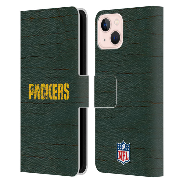 NFL Green Bay Packers Logo Distressed Look Leather Book Wallet Case Cover For Apple iPhone 13