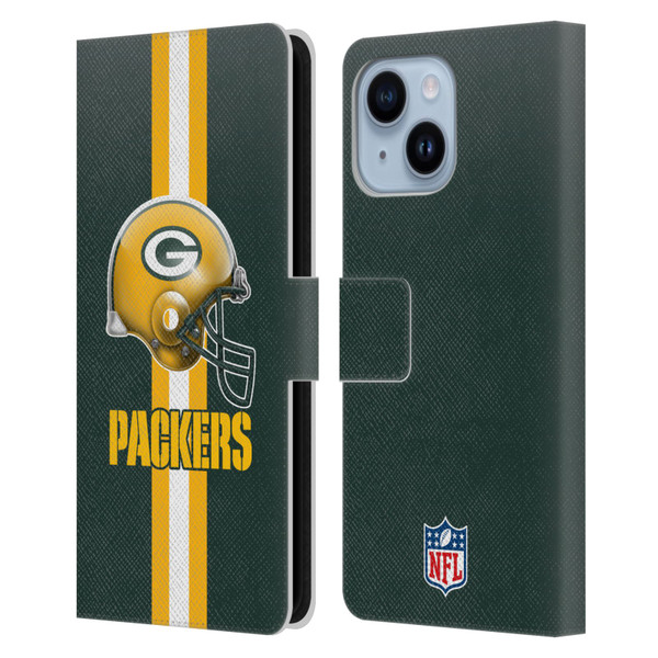 NFL Green Bay Packers Logo Helmet Leather Book Wallet Case Cover For Apple iPhone 14 Plus
