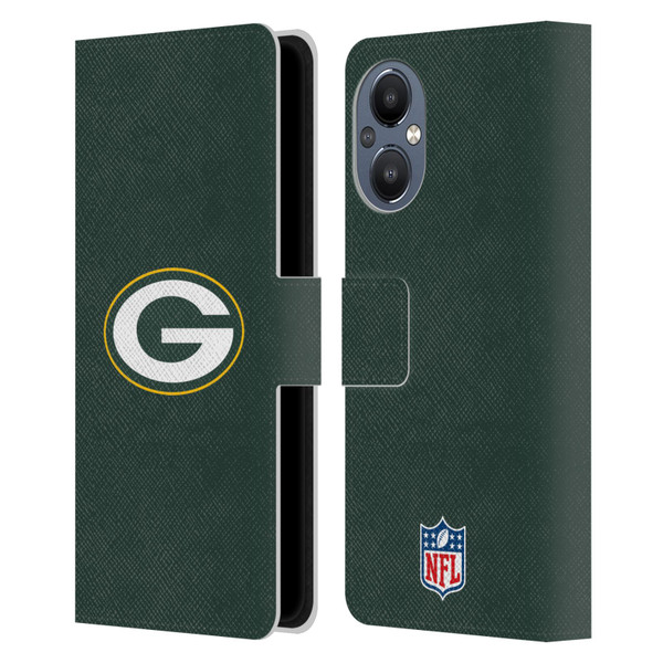 NFL Green Bay Packers Logo Plain Leather Book Wallet Case Cover For OnePlus Nord N20 5G