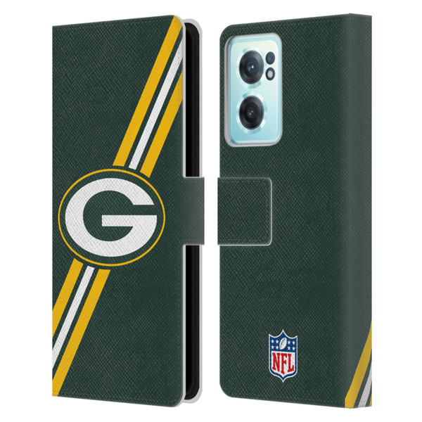 NFL Green Bay Packers Logo Stripes Leather Book Wallet Case Cover For OnePlus Nord CE 2 5G
