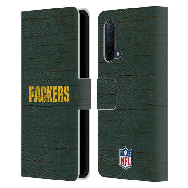 NFL Green Bay Packers Logo Distressed Look Leather Book Wallet Case Cover For OnePlus Nord CE 5G