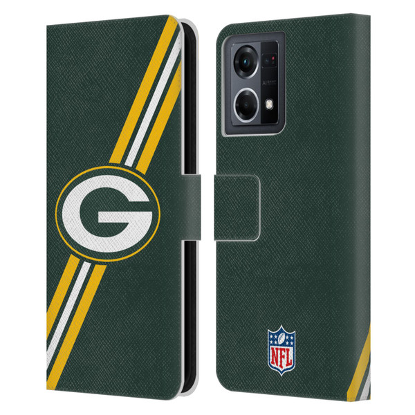 NFL Green Bay Packers Logo Stripes Leather Book Wallet Case Cover For OPPO Reno8 4G