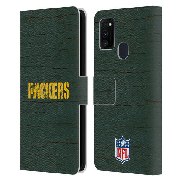 NFL Green Bay Packers Logo Distressed Look Leather Book Wallet Case Cover For Samsung Galaxy M30s (2019)/M21 (2020)