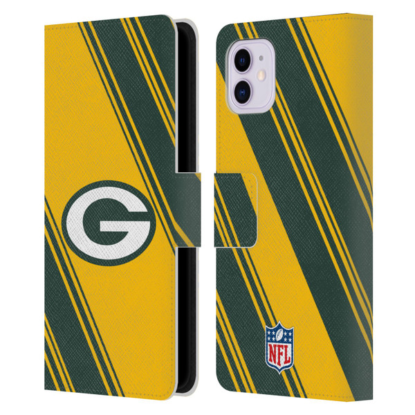 NFL Green Bay Packers Artwork Stripes Leather Book Wallet Case Cover For Apple iPhone 11