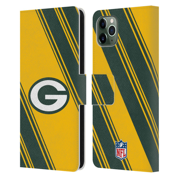 NFL Green Bay Packers Artwork Stripes Leather Book Wallet Case Cover For Apple iPhone 11 Pro Max
