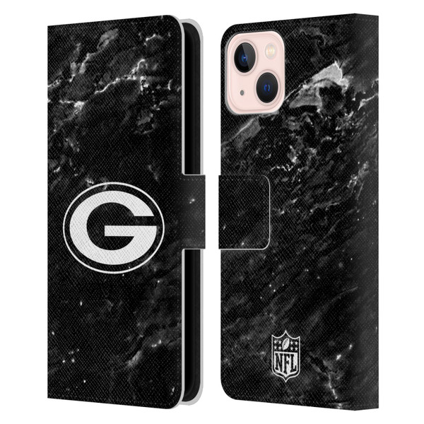 NFL Green Bay Packers Artwork Marble Leather Book Wallet Case Cover For Apple iPhone 13