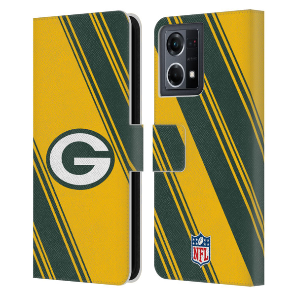NFL Green Bay Packers Artwork Stripes Leather Book Wallet Case Cover For OPPO Reno8 4G