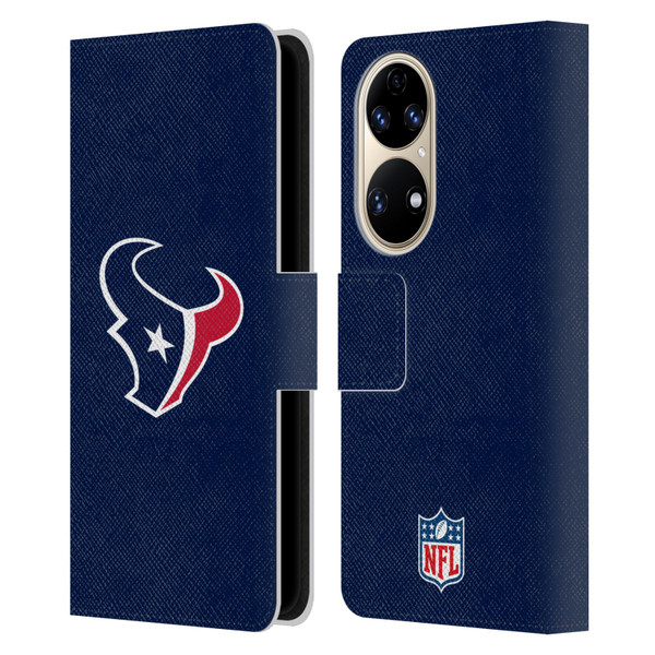 NFL Houston Texans Logo Plain Leather Book Wallet Case Cover For Huawei P50
