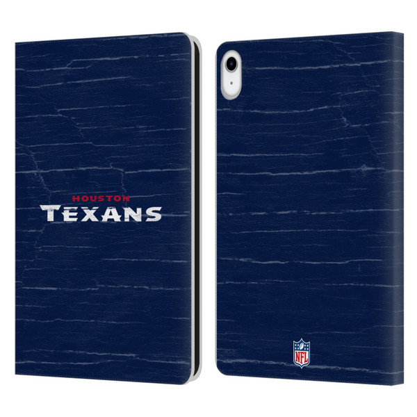 NFL Houston Texans Logo Distressed Look Leather Book Wallet Case Cover For Apple iPad 10.9 2022/2025