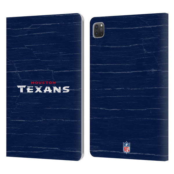 NFL Houston Texans Logo Distressed Look Leather Book Wallet Case Cover For Apple iPad Pro 11 2020 / 2021 / 2022