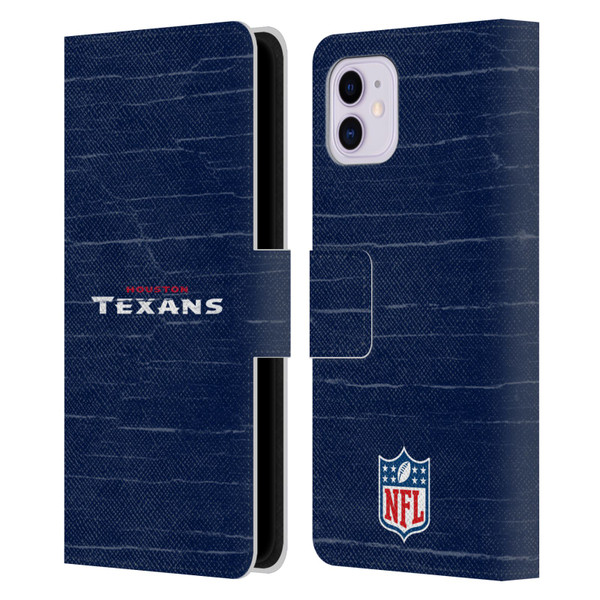 NFL Houston Texans Logo Distressed Look Leather Book Wallet Case Cover For Apple iPhone 11
