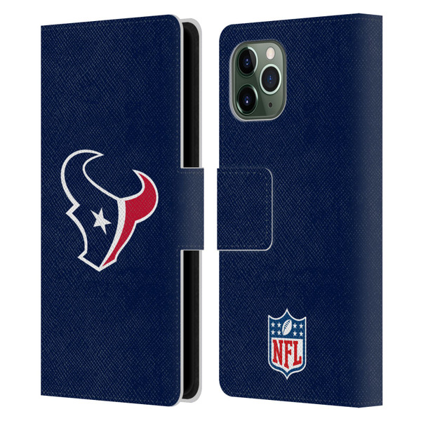 NFL Houston Texans Logo Plain Leather Book Wallet Case Cover For Apple iPhone 11 Pro