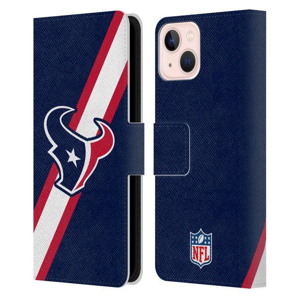 NFL Houston Texans Logo Stripes Leather Book Wallet Case Cover For Apple iPhone 13