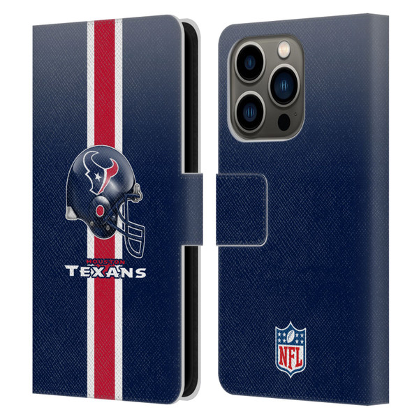 NFL Houston Texans Logo Helmet Leather Book Wallet Case Cover For Apple iPhone 14 Pro