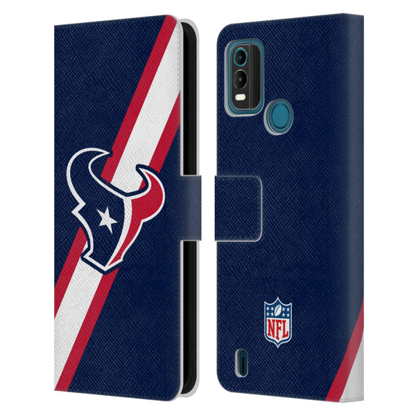 NFL Houston Texans Logo Stripes Leather Book Wallet Case Cover For Nokia G11 Plus
