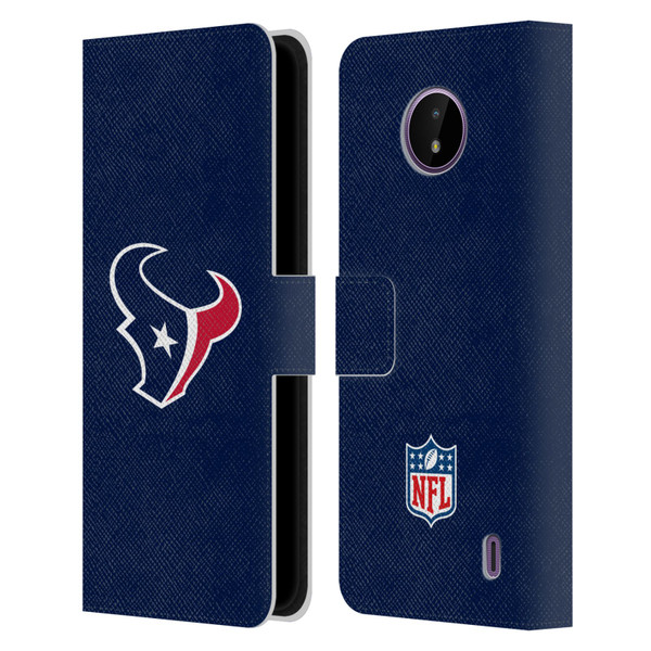 NFL Houston Texans Logo Plain Leather Book Wallet Case Cover For Nokia C10 / C20
