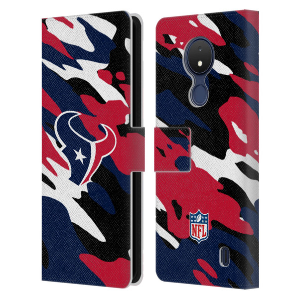 NFL Houston Texans Logo Camou Leather Book Wallet Case Cover For Nokia C21