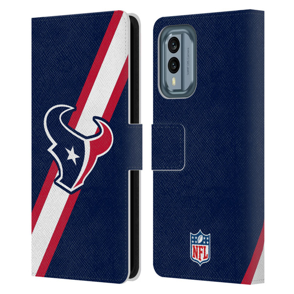 NFL Houston Texans Logo Stripes Leather Book Wallet Case Cover For Nokia X30