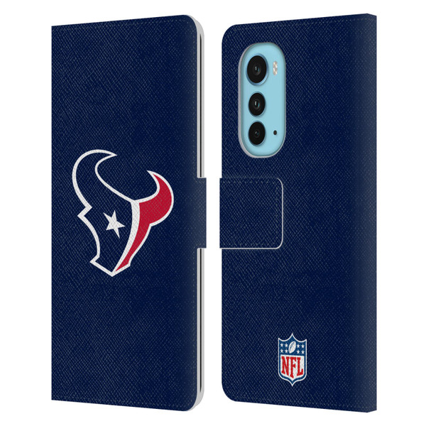 NFL Houston Texans Logo Plain Leather Book Wallet Case Cover For Motorola Edge (2022)