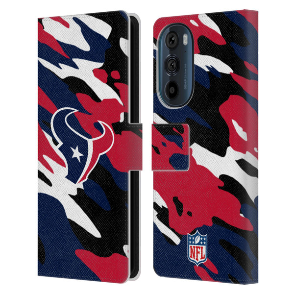 NFL Houston Texans Logo Camou Leather Book Wallet Case Cover For Motorola Edge 30