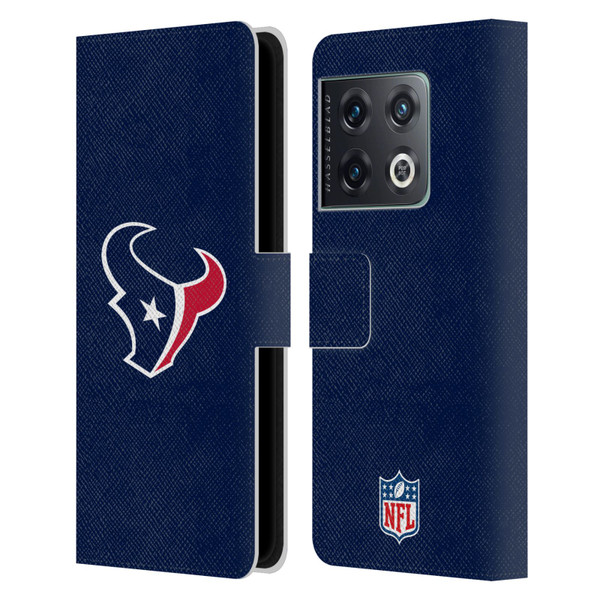 NFL Houston Texans Logo Plain Leather Book Wallet Case Cover For OnePlus 10 Pro