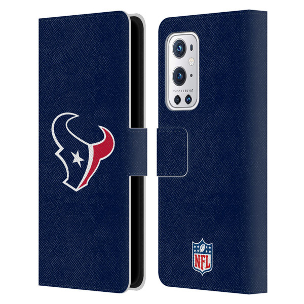 NFL Houston Texans Logo Plain Leather Book Wallet Case Cover For OnePlus 9 Pro