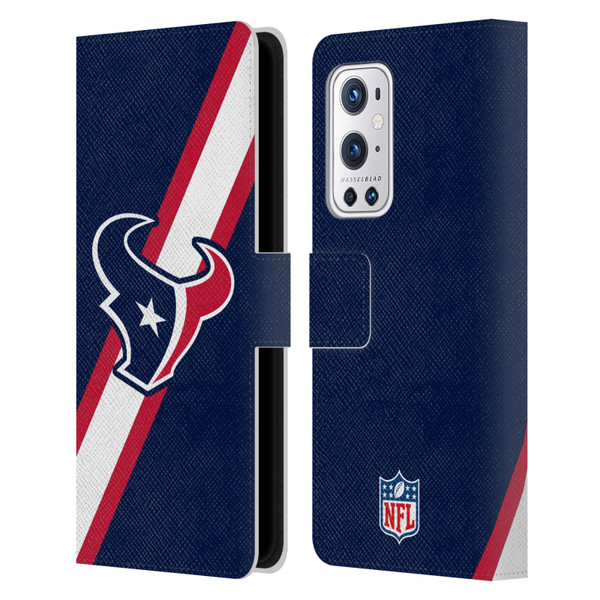 NFL Houston Texans Logo Stripes Leather Book Wallet Case Cover For OnePlus 9 Pro