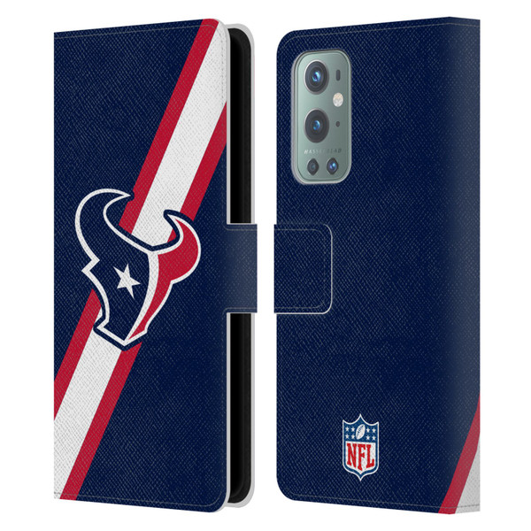 NFL Houston Texans Logo Stripes Leather Book Wallet Case Cover For OnePlus 9