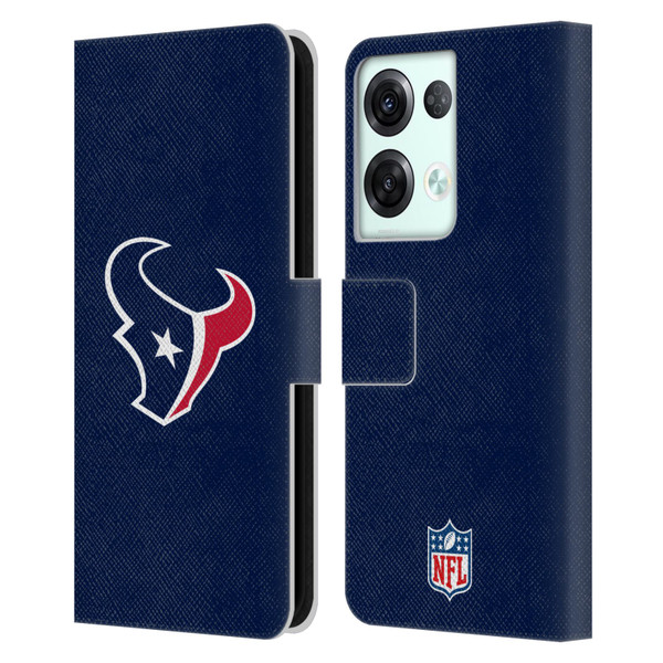 NFL Houston Texans Logo Plain Leather Book Wallet Case Cover For OPPO Reno8 Pro