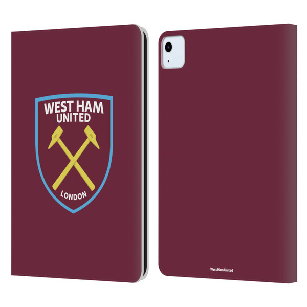 West Ham United FC Crest Full Colour Leather Book Wallet Case Cover For Apple iPad Air 11 2020/2022/2024