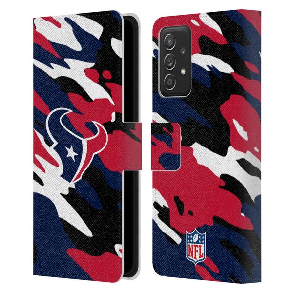 NFL Houston Texans Logo Camou Leather Book Wallet Case Cover For Samsung Galaxy A52 / A52s / 5G (2021)