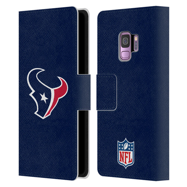 NFL Houston Texans Logo Plain Leather Book Wallet Case Cover For Samsung Galaxy S9