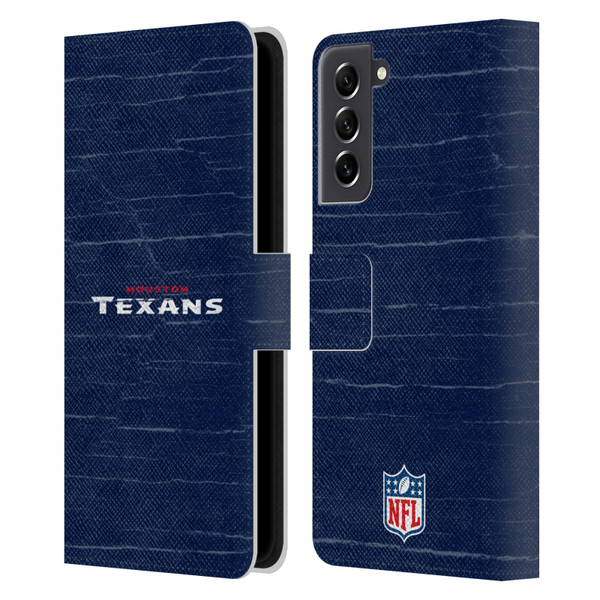 NFL Houston Texans Logo Distressed Look Leather Book Wallet Case Cover For Samsung Galaxy S21 FE 5G