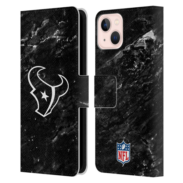 NFL Houston Texans Artwork Marble Leather Book Wallet Case Cover For Apple iPhone 13