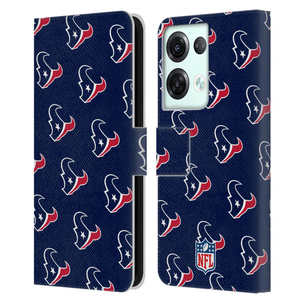NFL Houston Texans Artwork Patterns Leather Book Wallet Case Cover For OPPO Reno8 Pro