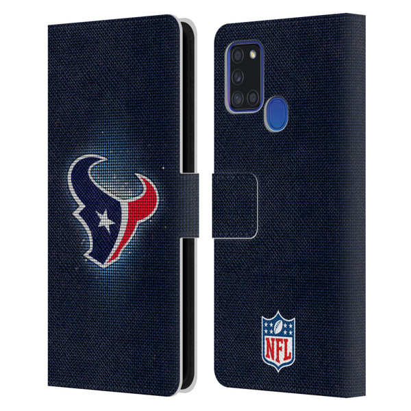 NFL Houston Texans Artwork LED Leather Book Wallet Case Cover For Samsung Galaxy A21s (2020)
