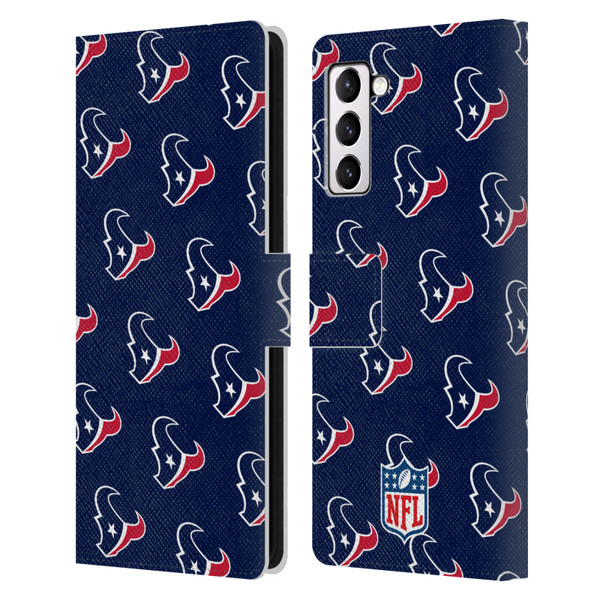 NFL Houston Texans Artwork Patterns Leather Book Wallet Case Cover For Samsung Galaxy S21+ 5G