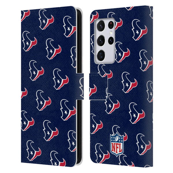 NFL Houston Texans Artwork Patterns Leather Book Wallet Case Cover For Samsung Galaxy S21 Ultra 5G