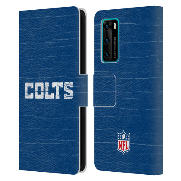 NFL Indianapolis Colts Logo Distressed Look Leather Book Wallet Case Cover For Huawei P40 5G