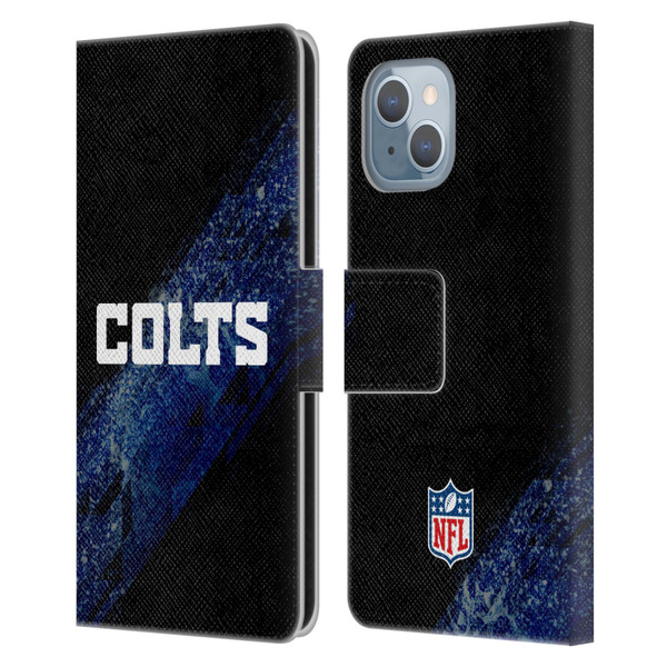 NFL Indianapolis Colts Logo Blur Leather Book Wallet Case Cover For Apple iPhone 14