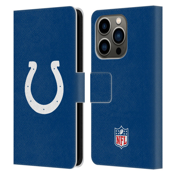 NFL Indianapolis Colts Logo Plain Leather Book Wallet Case Cover For Apple iPhone 14 Pro