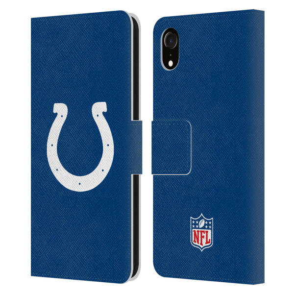 NFL Indianapolis Colts Logo Plain Leather Book Wallet Case Cover For Apple iPhone XR